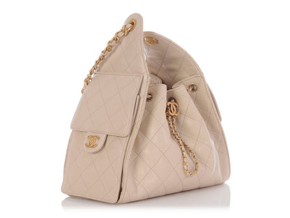 Chanel Small Beige Quilted Calfskin 25 Bag