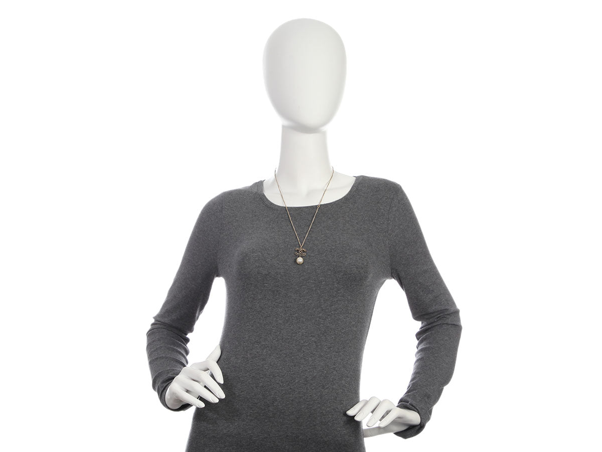 Chanel Pearl CC Logo Drop Necklace