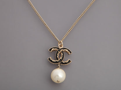 Chanel Pearl CC Logo Drop Necklace