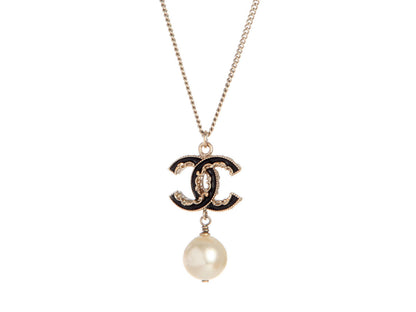 Chanel Pearl CC Logo Drop Necklace