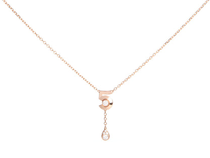 Chanel Small 18K Beige Gold Diamond N°5 Necklace
