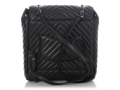 Chanel Large Black Chevron-Quilted Calfskin Urban Spirit Backpack