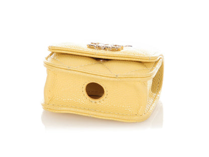 Chanel Yellow Quilted Caviar Candy CC AirPods Case