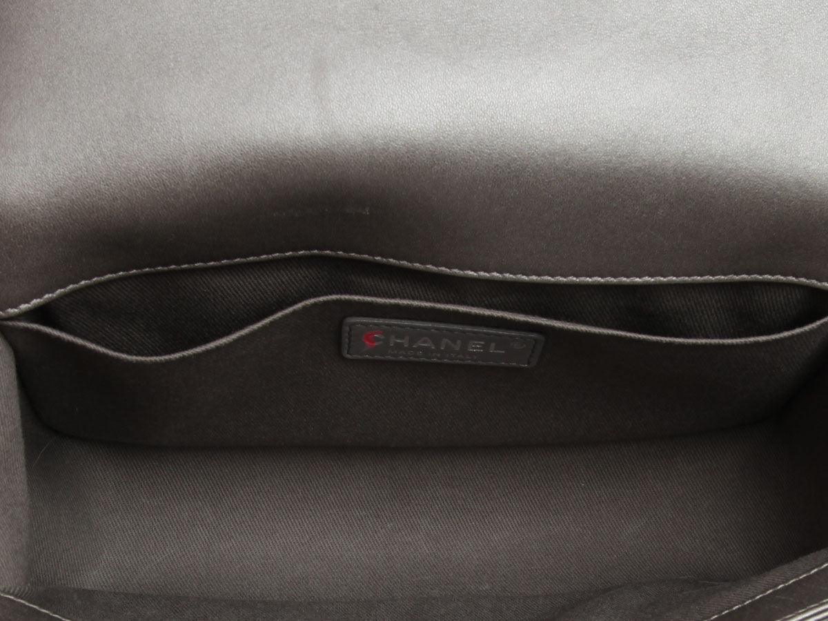 Chanel Old Medium Pewter Quilted Lambskin Boy Bag