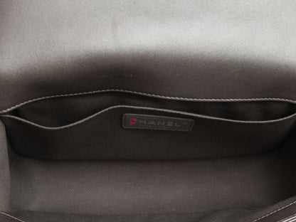 Chanel Old Medium Pewter Quilted Lambskin Boy Bag