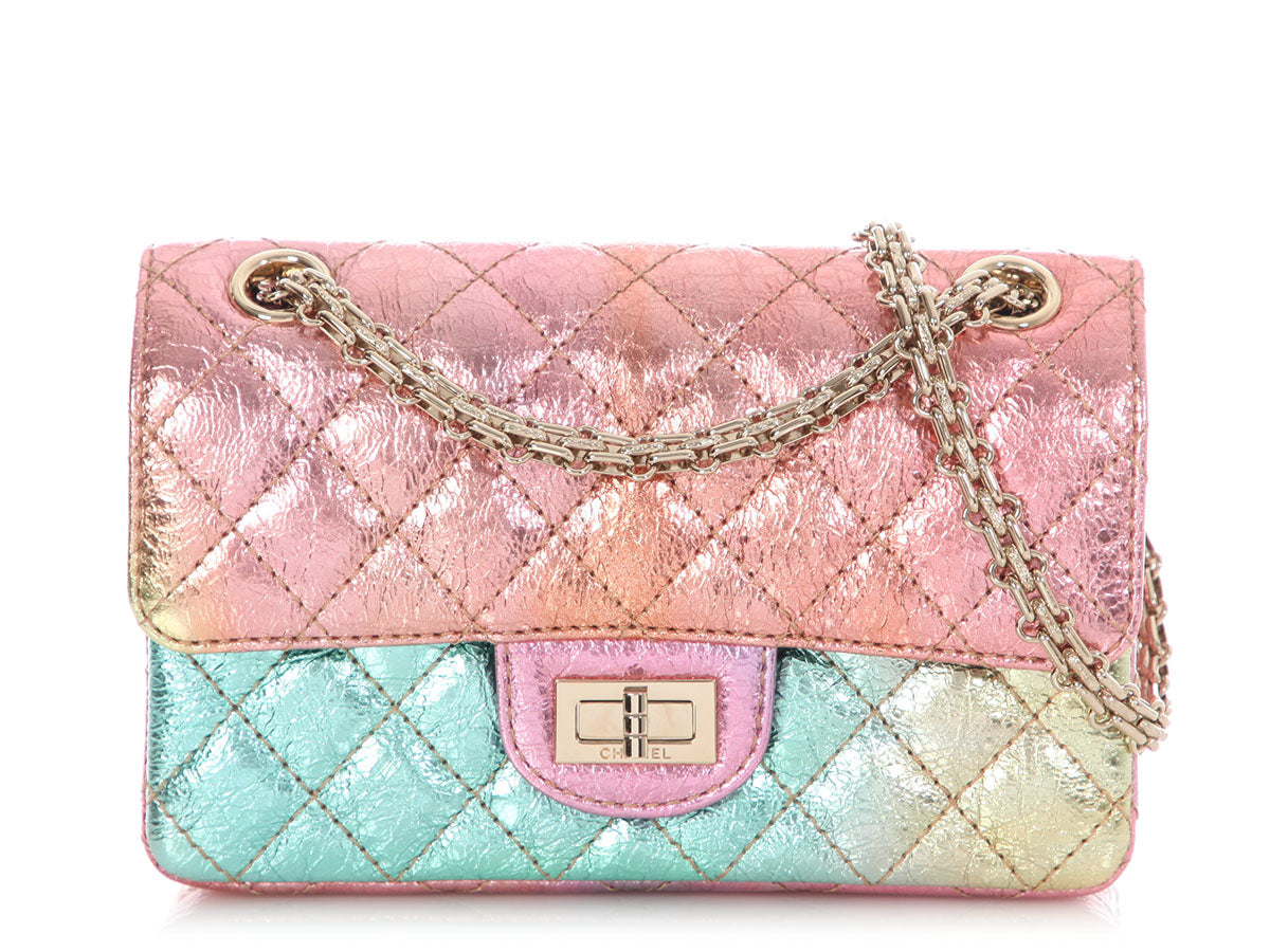 Chanel Mini Rainbow Quilted Metallic Calfskin Reissue