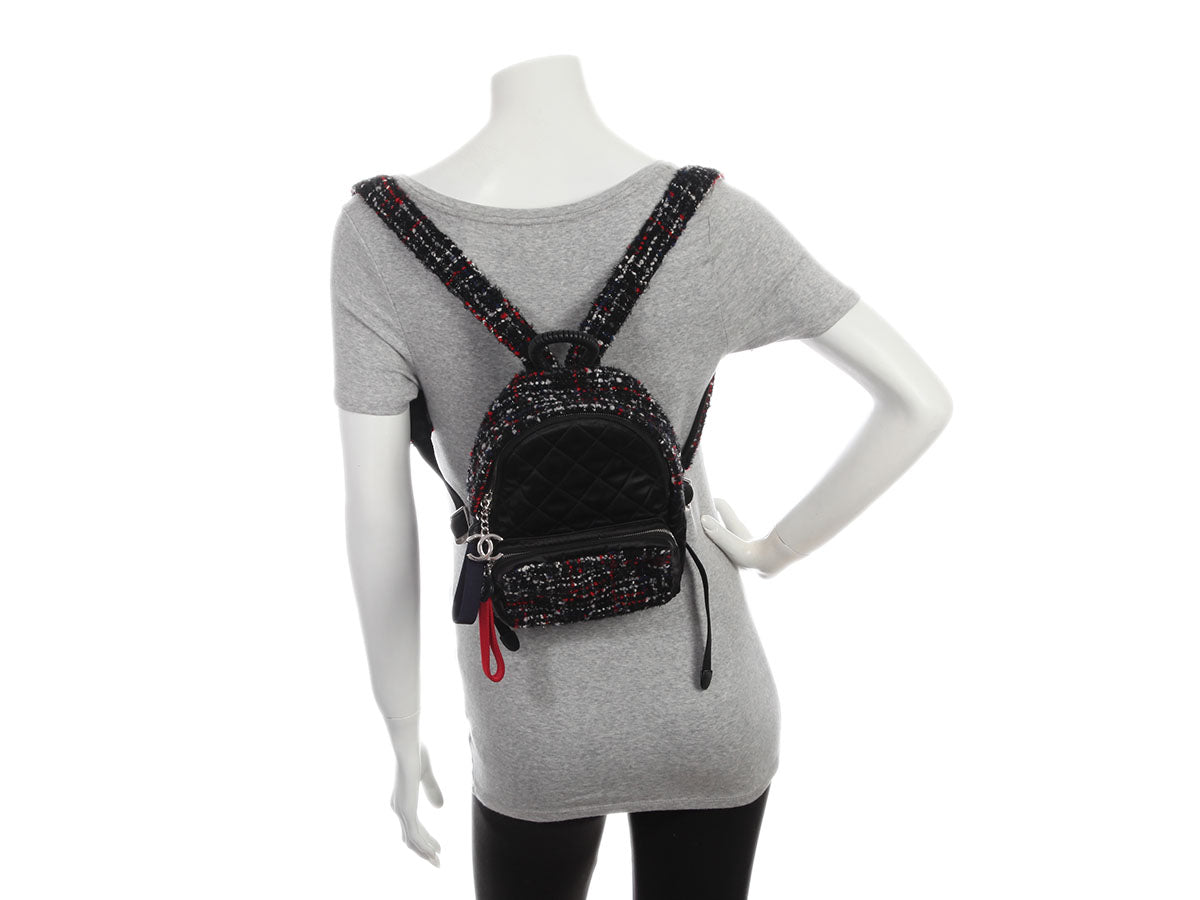 Chanel Mini Black Tweed and Satin Backpack