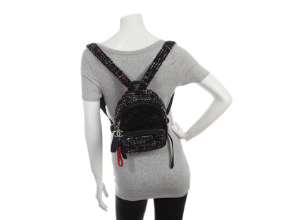Chanel Mini Black Tweed and Satin Backpack
