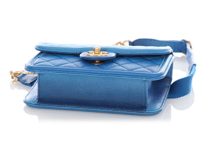 Chanel Blue Ombre Quilted Caviar Sunset on the Sea Waist Bag