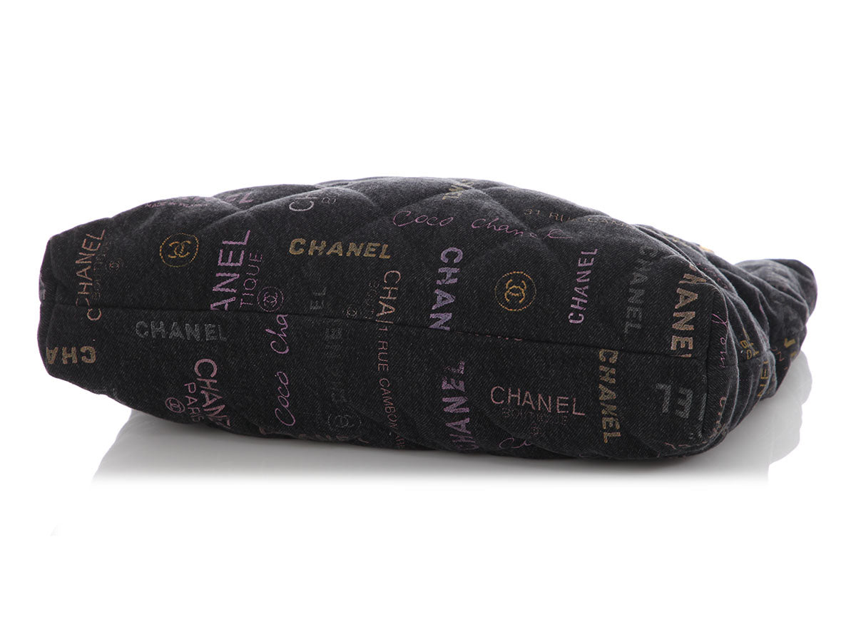 Chanel Black Quilted Denim Mood Tote
