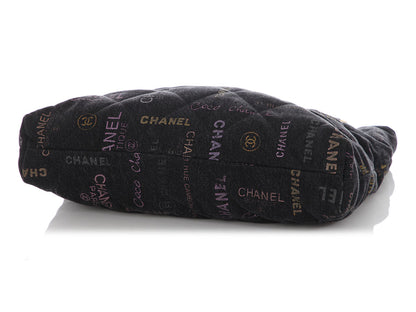 Chanel Black Quilted Denim Mood Tote