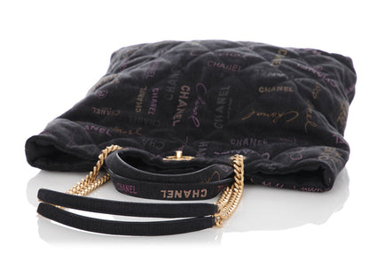 Chanel Black Quilted Denim Mood Tote
