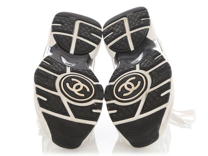 Chanel Silver and Pink CC Sneakers
