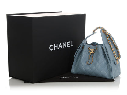 Chanel Small Blue Quilted Caviar 25 Bag