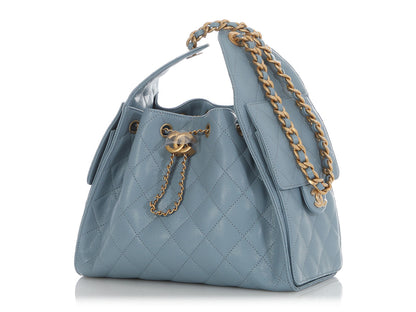 Chanel Small Blue Quilted Caviar 25 Bag