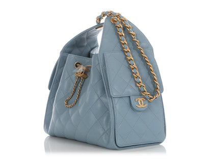 Chanel Small Blue Quilted Caviar 25 Bag