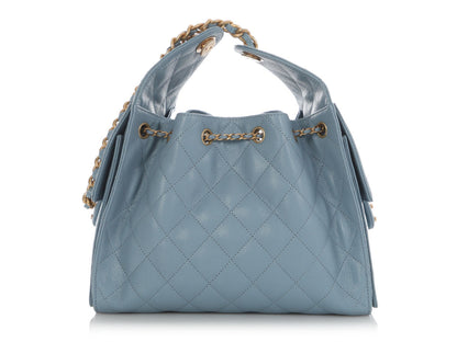 Chanel Small Blue Quilted Caviar 25 Bag