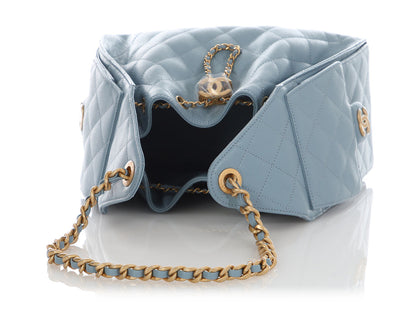 Chanel Small Blue Quilted Caviar 25 Bag