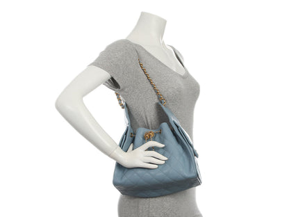 Chanel Small Blue Quilted Caviar 25 Bag