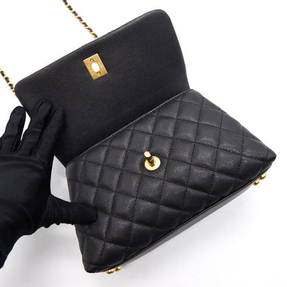 Chanel Caviar Quilted Mini Coco Handle Flap Black with