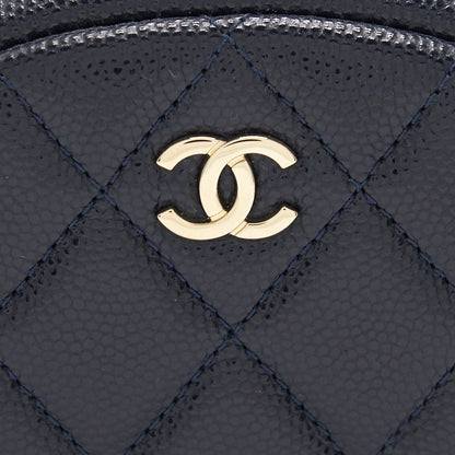 Chanel Caviar Round Coin Purse Dark Navy with L