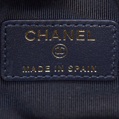 Chanel Caviar Round Coin Purse Dark Navy with L