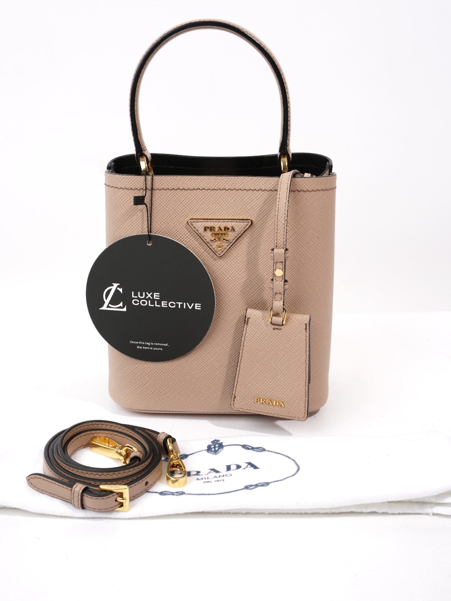 Prada Pannier Nude Beige Saffiano Leather Small