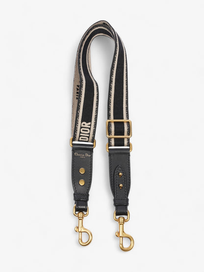 Christian Dior Adjustable Shoulder Strap with Ring Black Oblique Cotton
