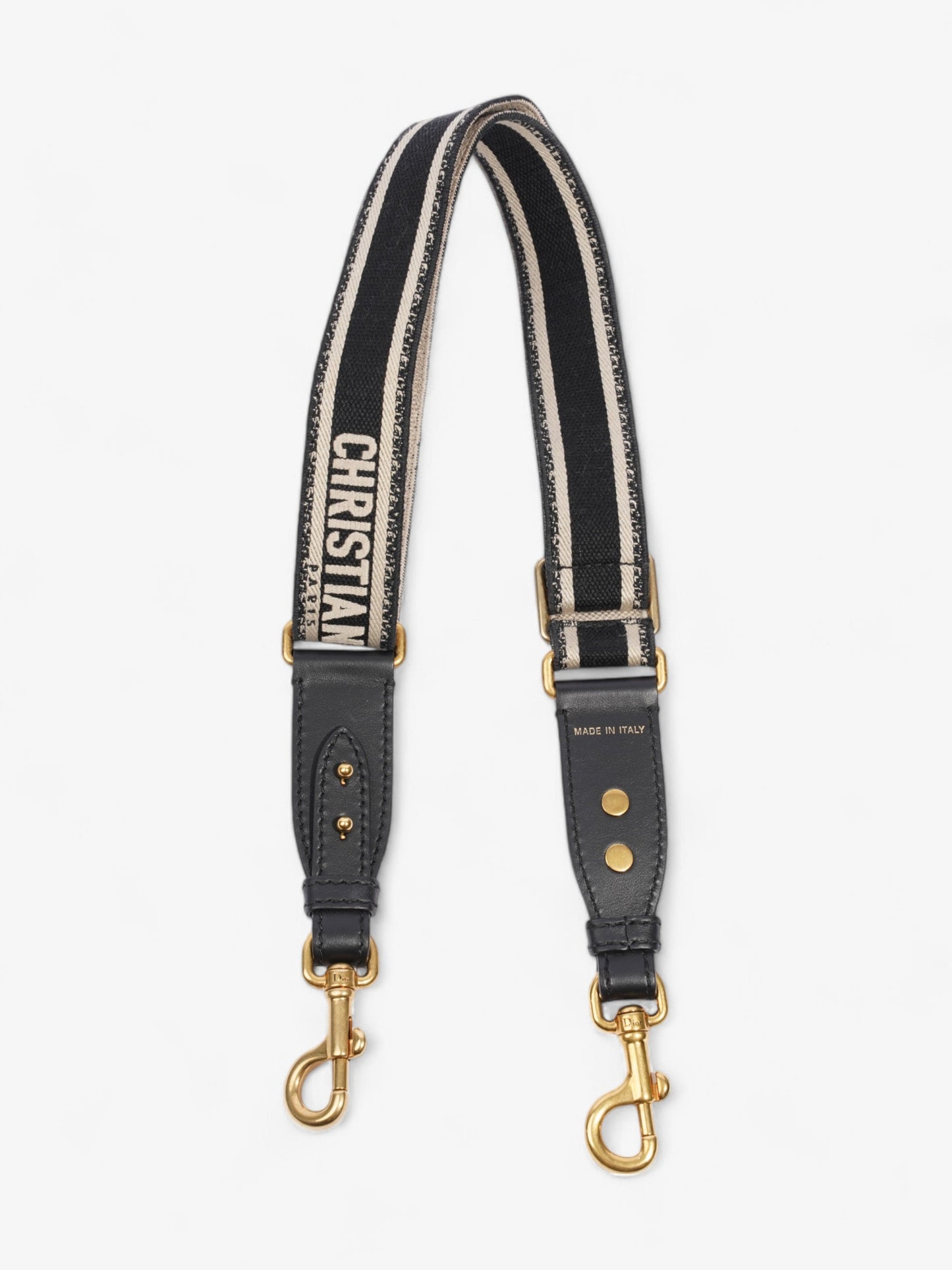 Christian Dior Adjustable Shoulder Strap with Ring Black Oblique Cotton