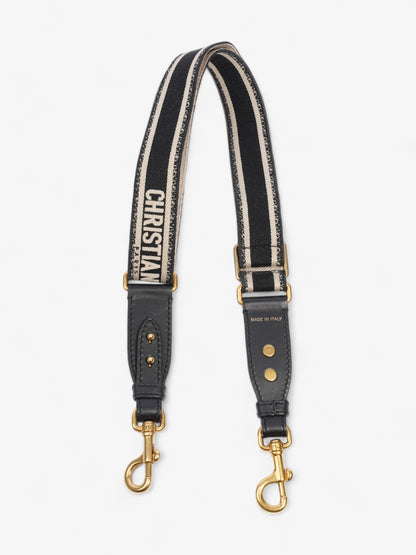 Christian Dior Adjustable Shoulder Strap with Ring Black Oblique Cotton