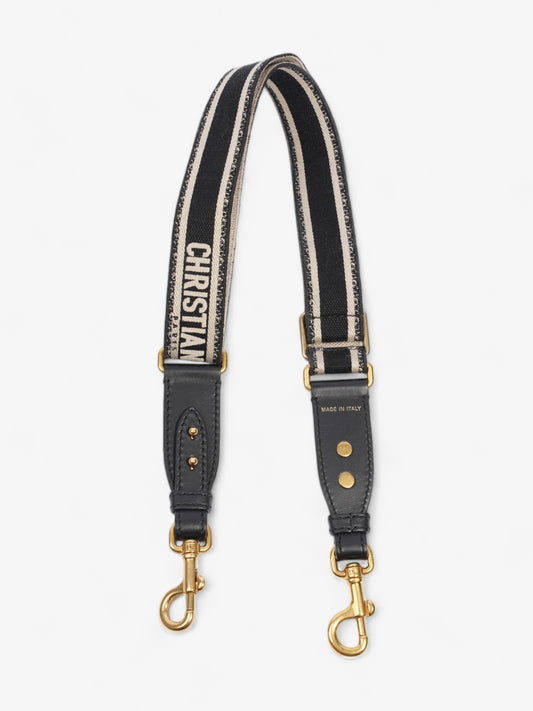 Christian Dior Adjustable Shoulder Strap with Ring Black Oblique Cotton