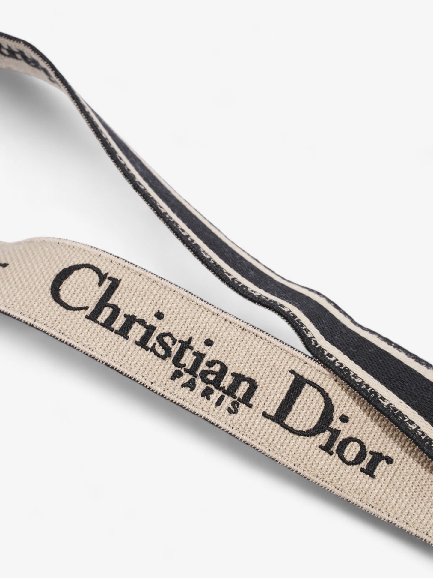 Christian Dior Adjustable Shoulder Strap with Ring Black Oblique Cotton