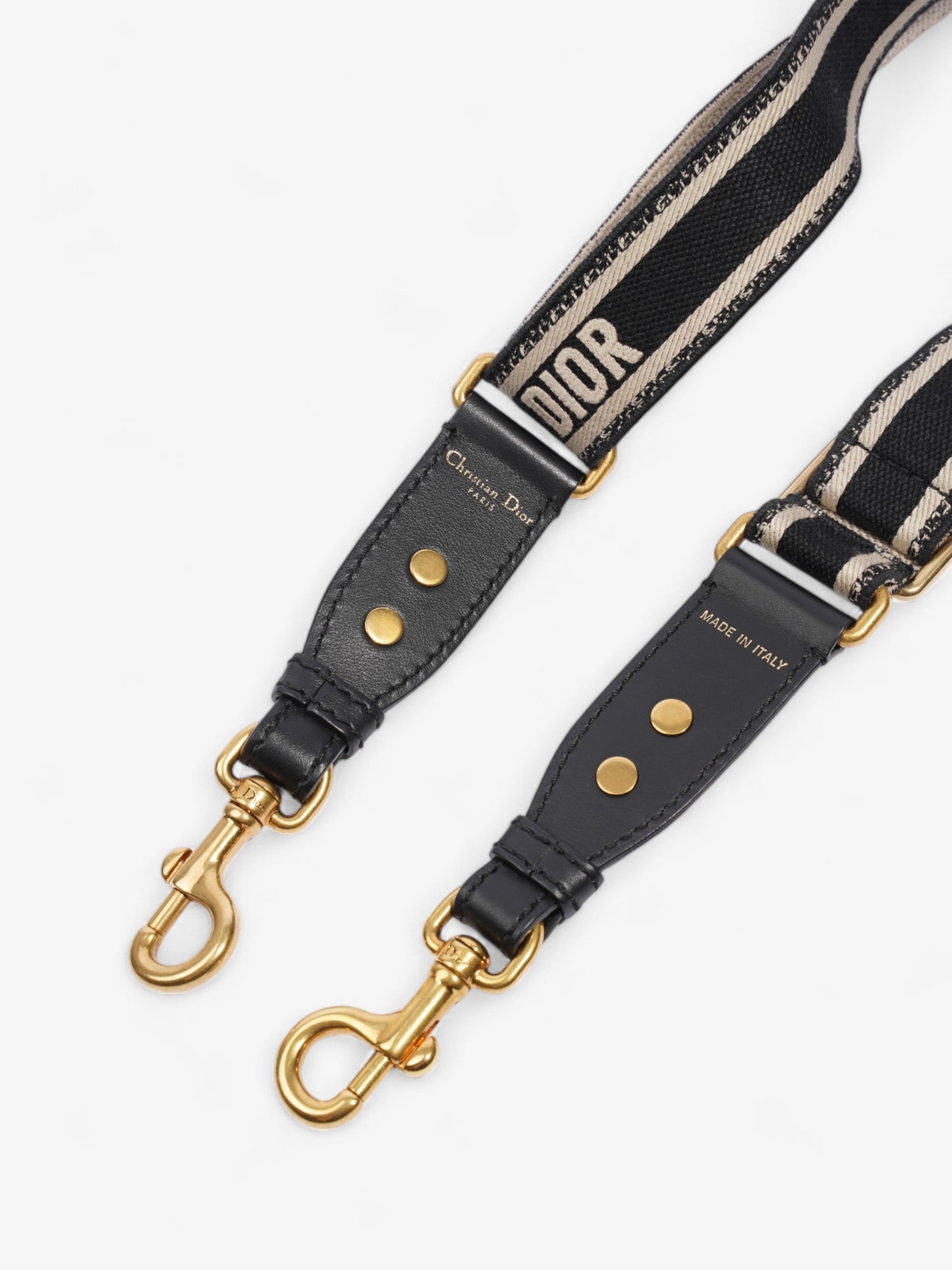 Christian Dior Adjustable Shoulder Strap with Ring Black Oblique Cotton