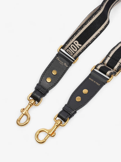 Christian Dior Adjustable Shoulder Strap with Ring Black Oblique Cotton