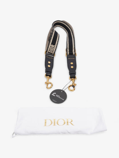 Christian Dior Adjustable Shoulder Strap with Ring Black Oblique Cotton