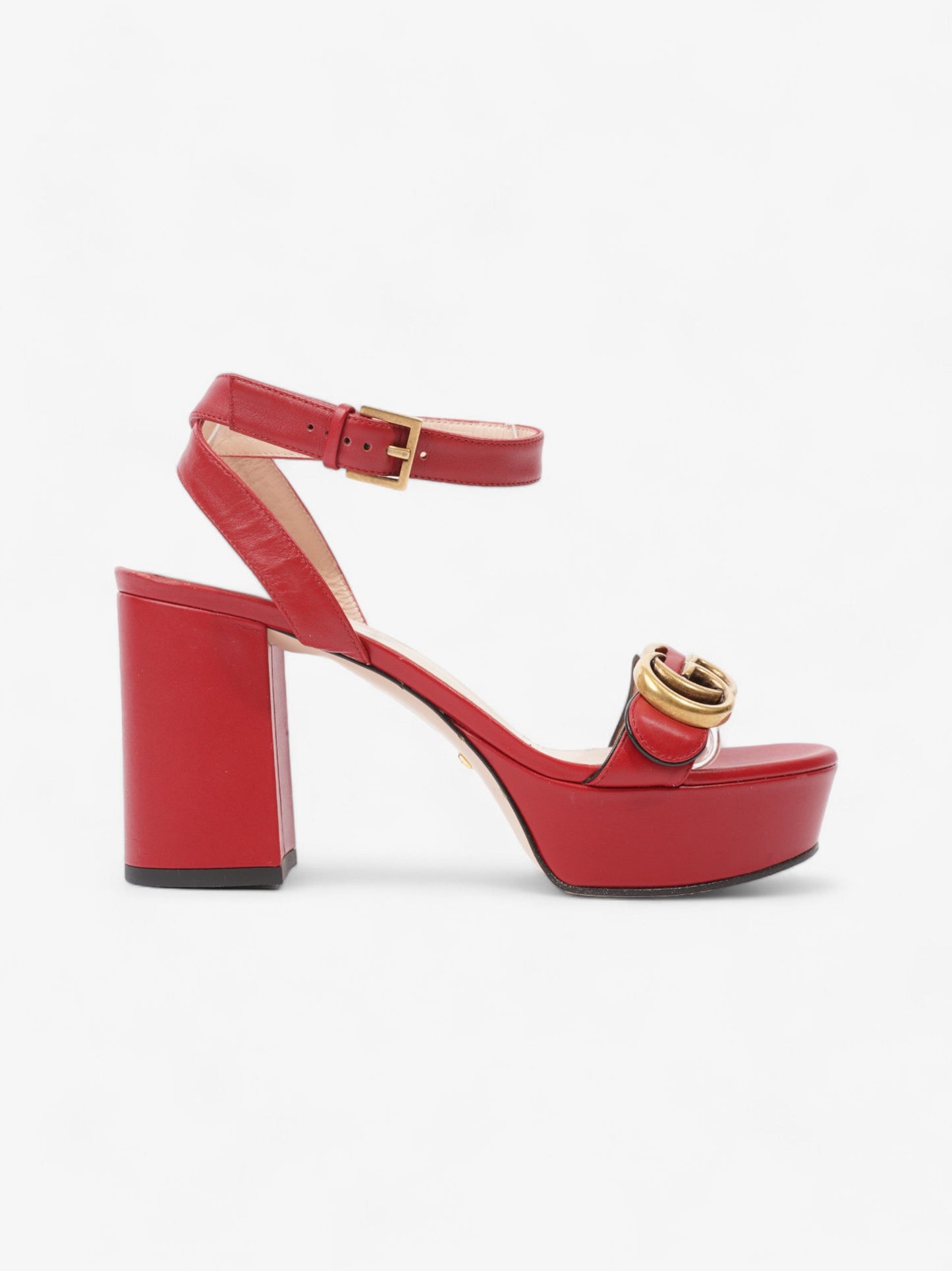 Gucci GG Marmont Sandals 80 Red / Gold Leather EU 36 UK 3