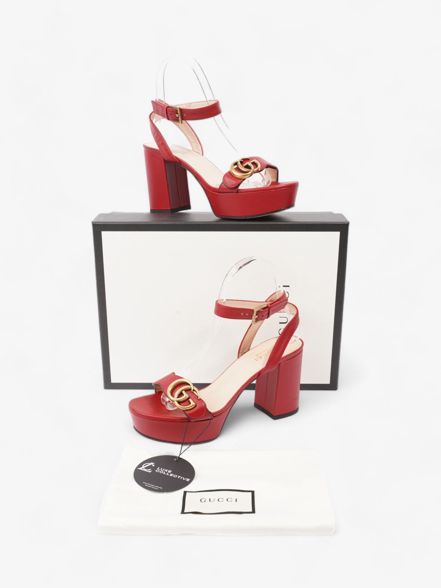 Gucci GG Marmont Sandals 80 Red / Gold Leather EU 36 UK 3