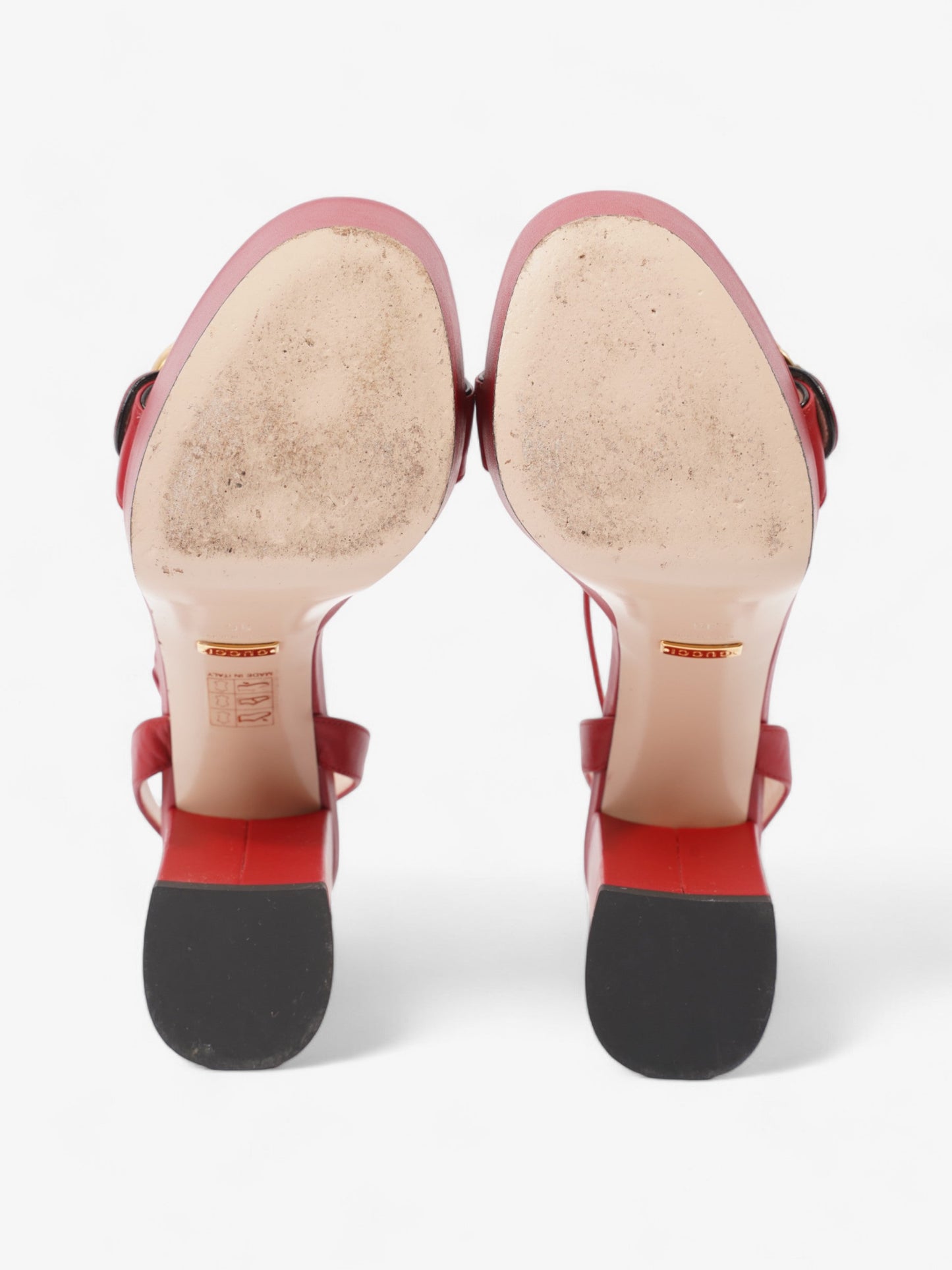 Gucci GG Marmont Sandals 80 Red / Gold Leather EU 36 UK 3