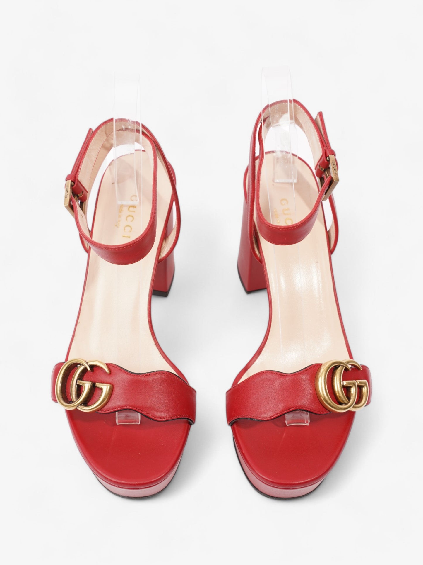 Gucci GG Marmont Sandals 80 Red / Gold Leather EU 36 UK 3