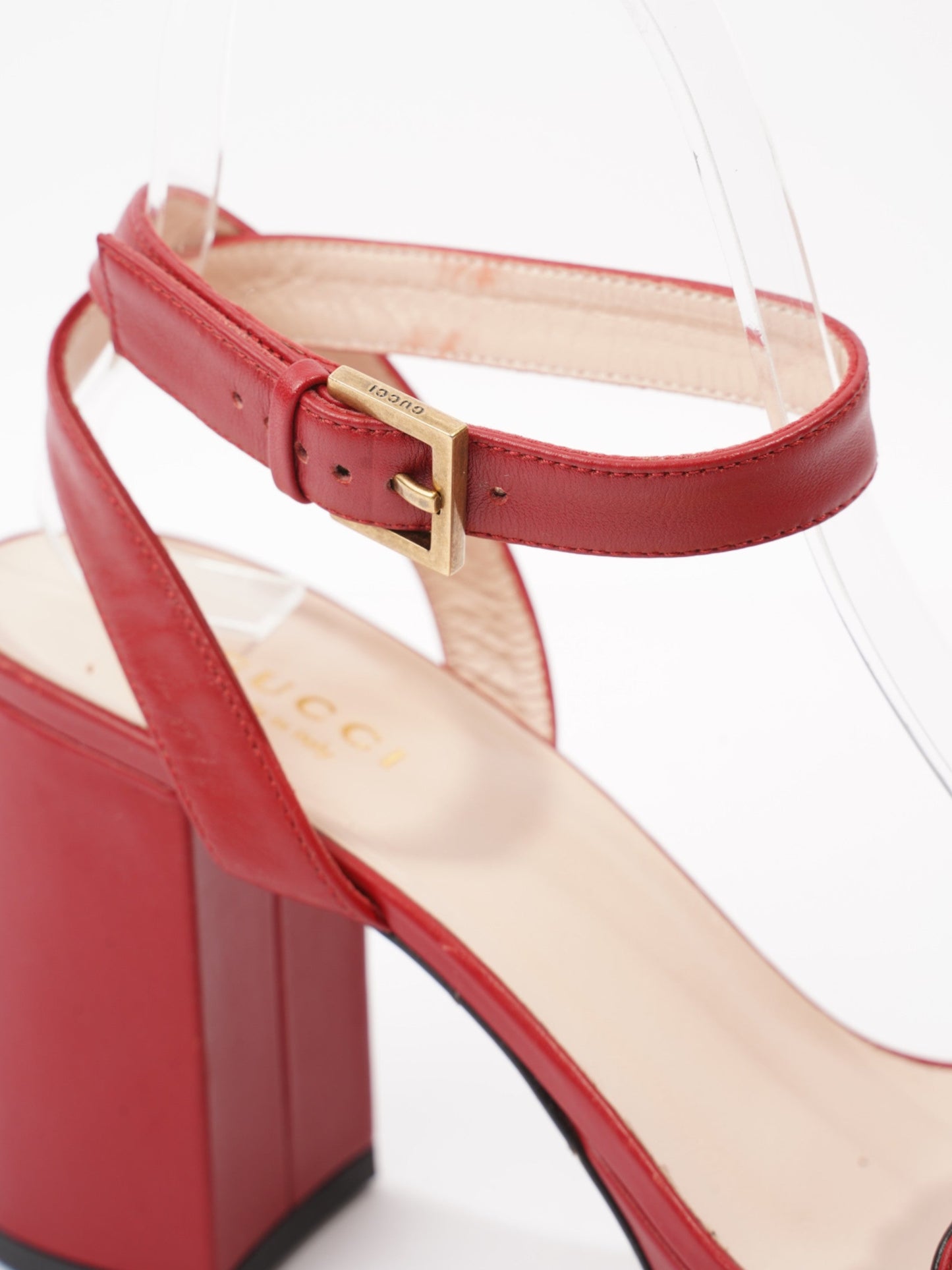 Gucci GG Marmont Sandals 80 Red / Gold Leather EU 36 UK 3