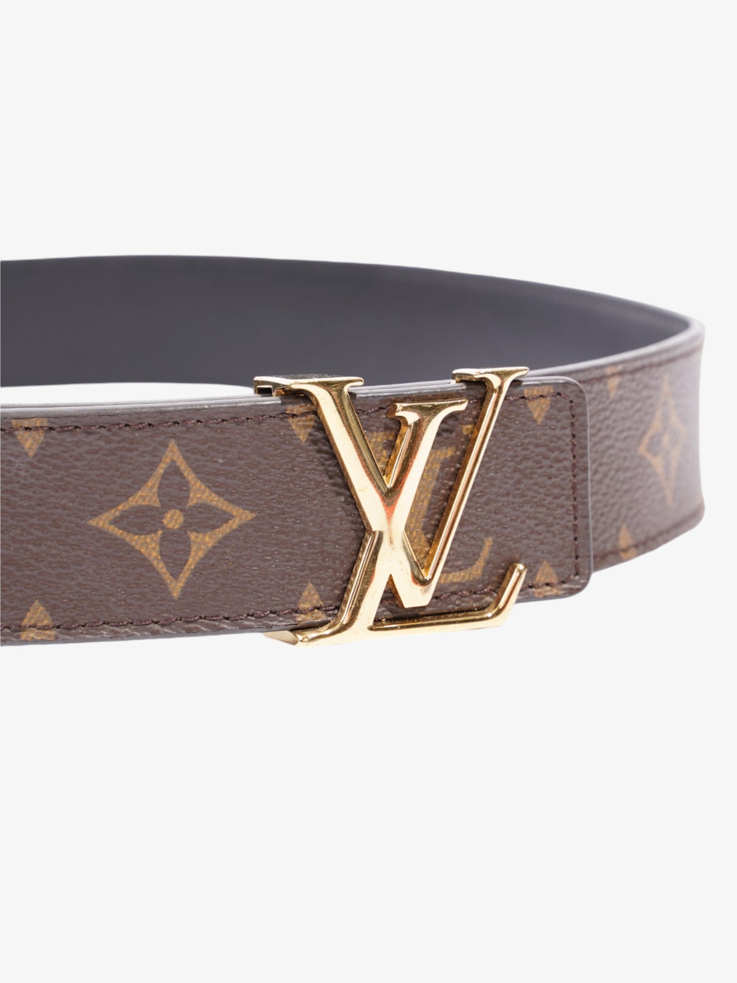 Louis Vuitton LV Initiales Reversible Belt Monogram / Black / Gold Canvas 60cm / 32"