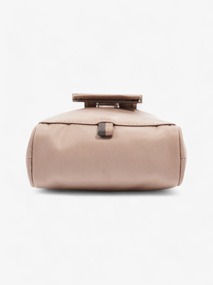 Fendi Logo Plaque Messenger Bag Beige Nylon