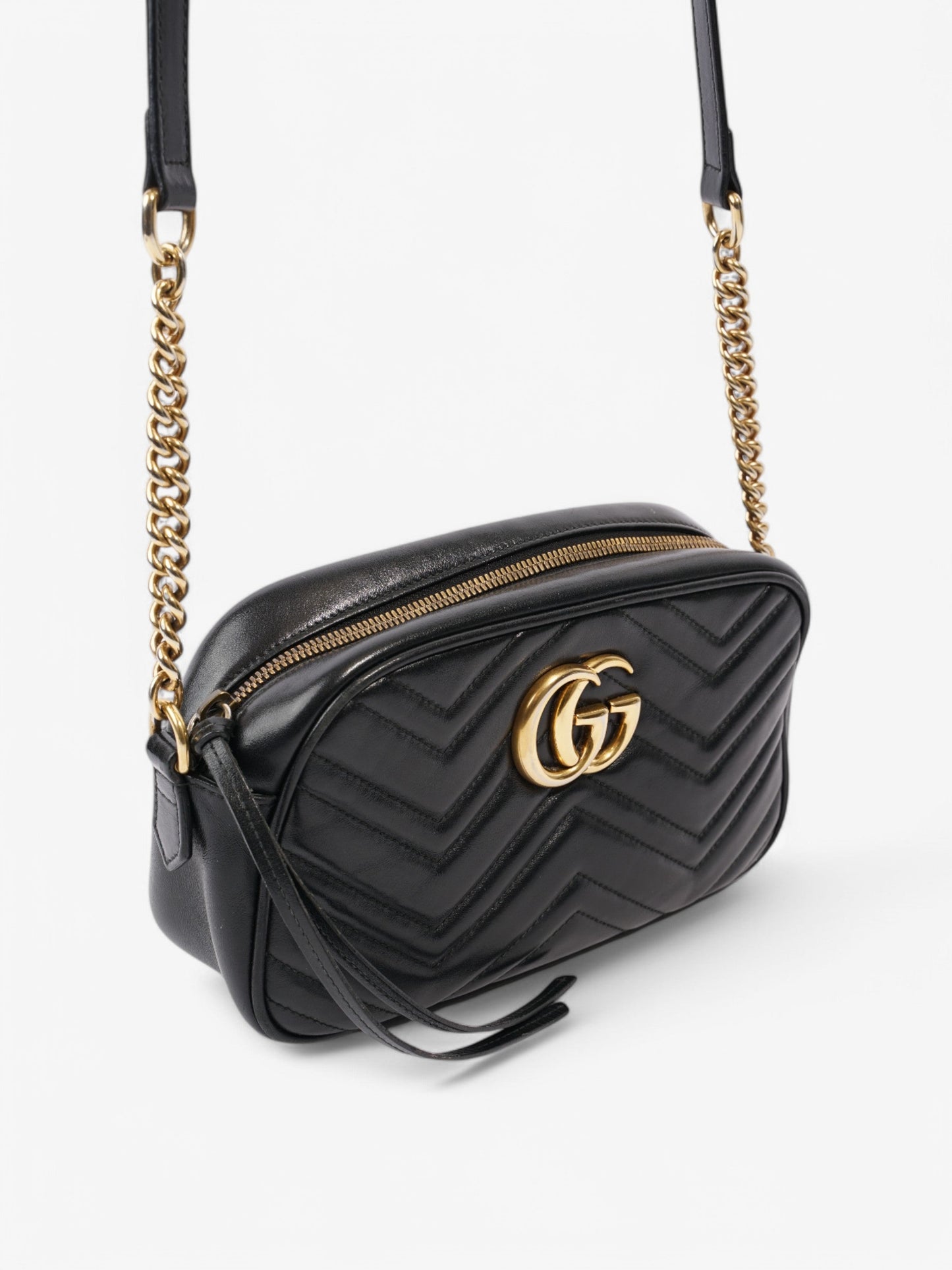 Gucci Marmont Zip Black Matelasse Leather Small