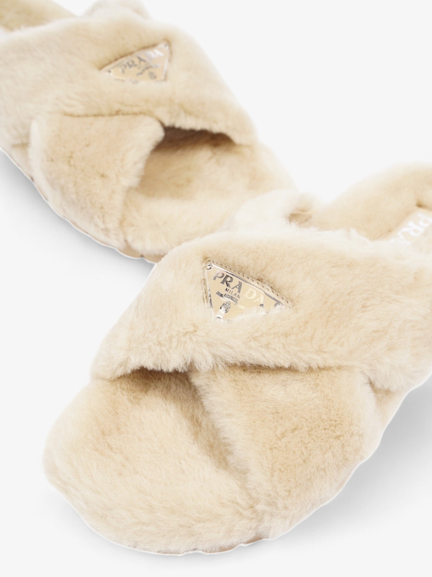 Prada Shearling Sandals Beige Shearling EU 40 UK 7