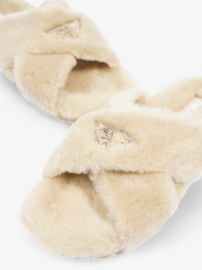 Prada Shearling Sandals Beige Shearling EU 40 UK 7