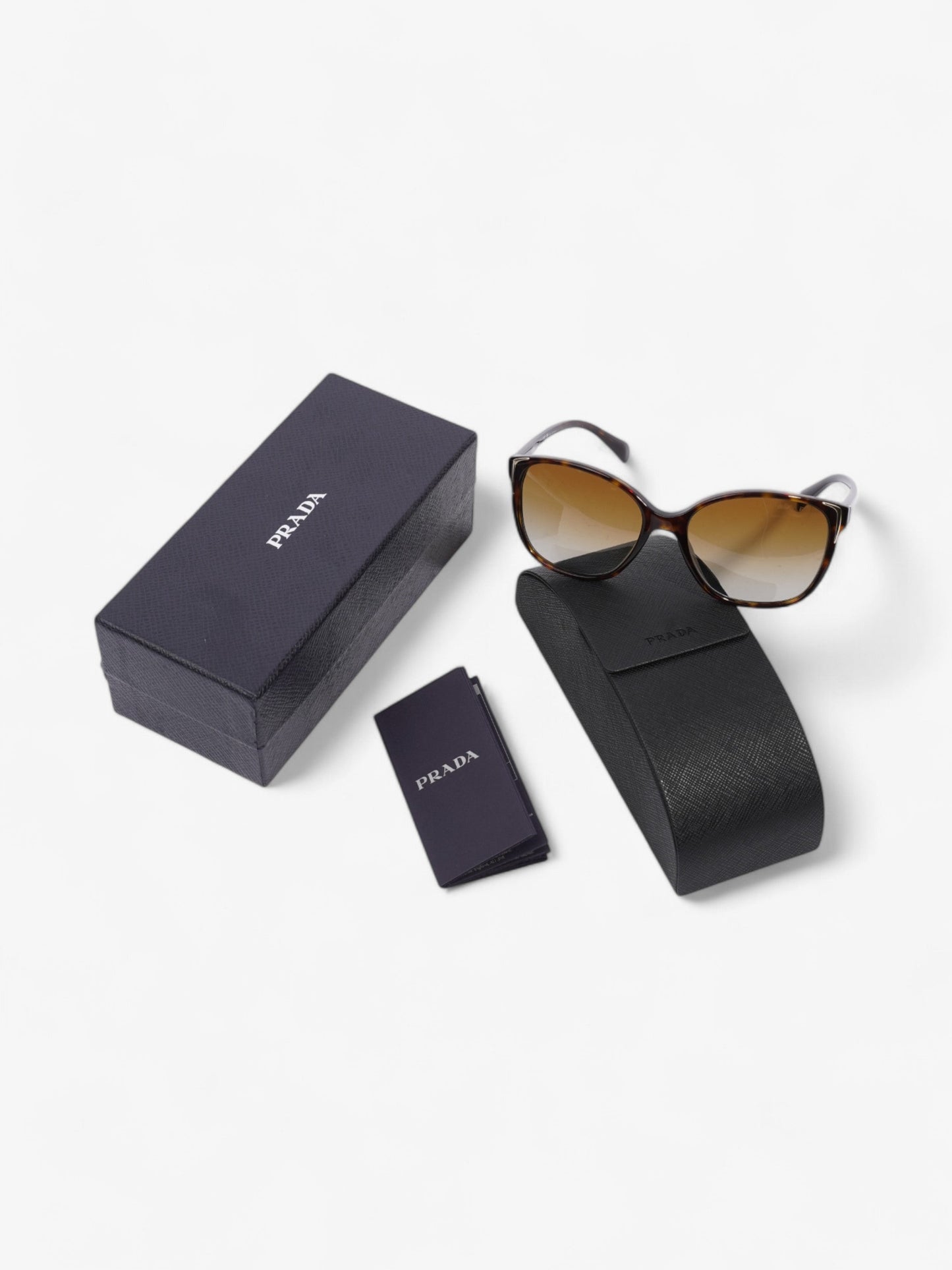 Prada Square Framed Sunglasses Tortoise  / Light Gold Acetate 140mm