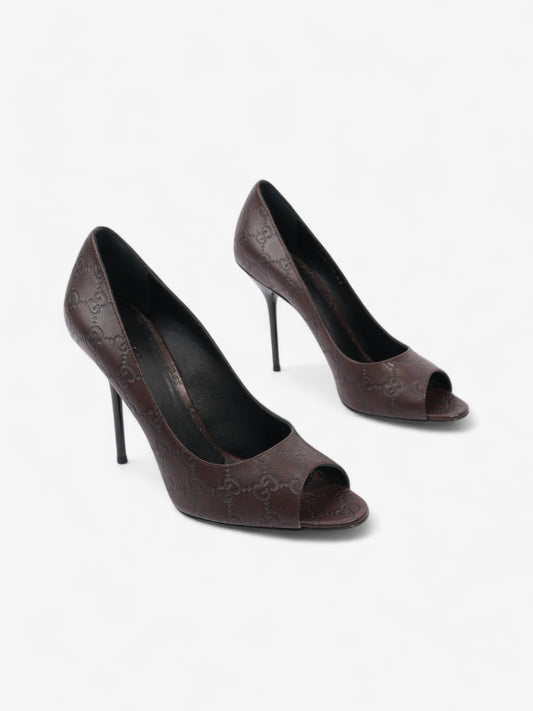 Gucci Guccissima Heels 115mm Chocolate Brown Leather EU 41 UK 8