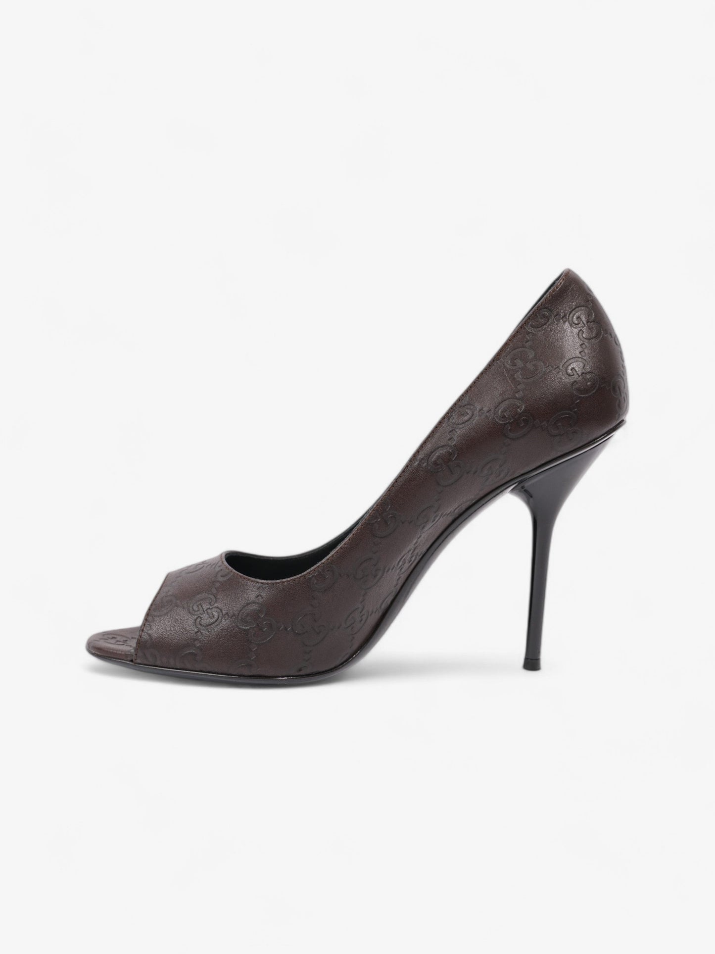 Gucci Guccissima Heels 115mm Chocolate Brown Leather EU 41 UK 8