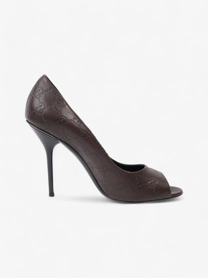 Gucci Guccissima Heels 115mm Chocolate Brown Leather EU 41 UK 8