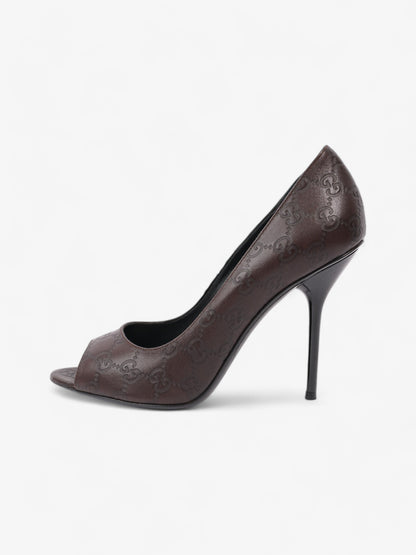 Gucci Guccissima Heels 115mm Chocolate Brown Leather EU 41 UK 8